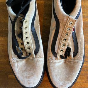 Unique VANS Tan & Black Suede / Velvet OldSkool Shoes- Men's size 9.5